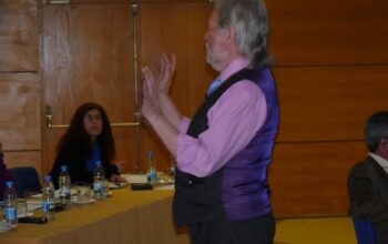 Tony the passionate teacher in one of his famous  waistcoats explaining a point while training. Photo Ray Virani